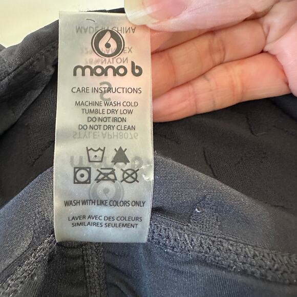 Mono B Black Polka Dot Textured Stars Legging Yoga Pants Small - Picture 8 of 12